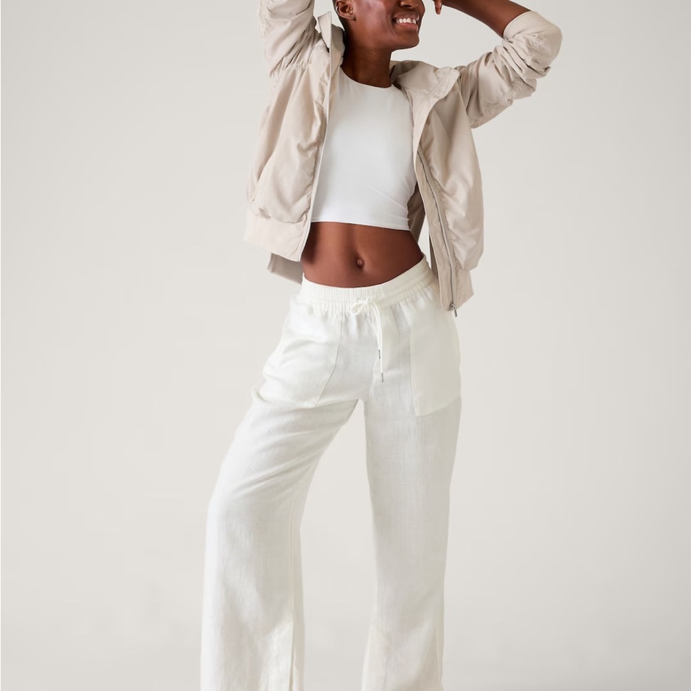 NWT Athleta Retreat Linen Wide Leg Pant. Worn once, bought a size too big.